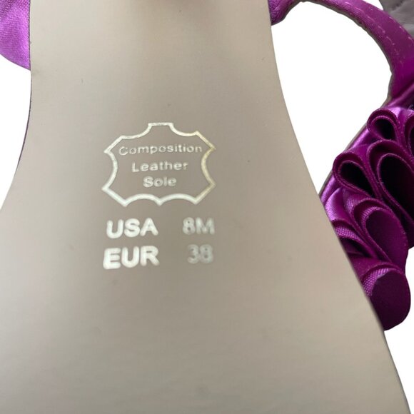 Nina Pink Satin Ruffle Heels Size 8M Y2K Strappy Slingback Party Wedding Shoes - Picture 3 of 11